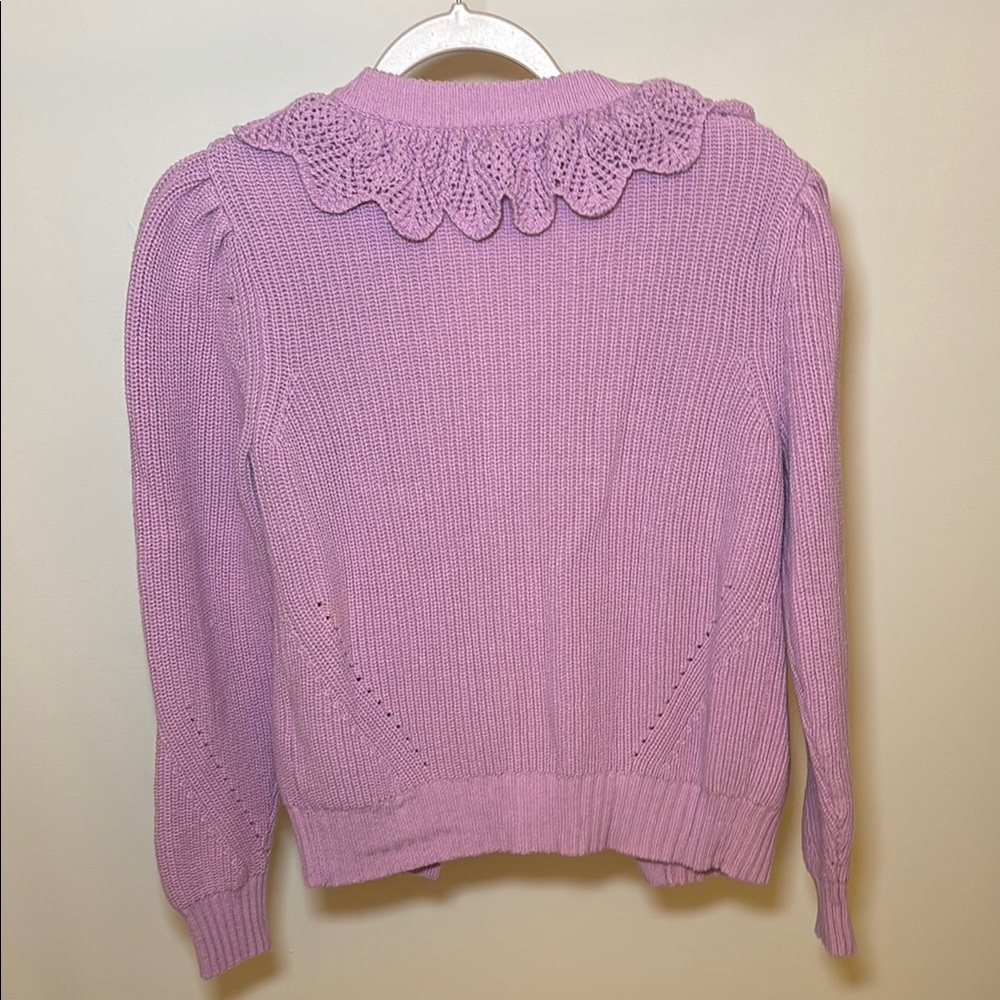 Who What Wear Purple Ruffled Cardigan Sweater - Picture 4 of 4